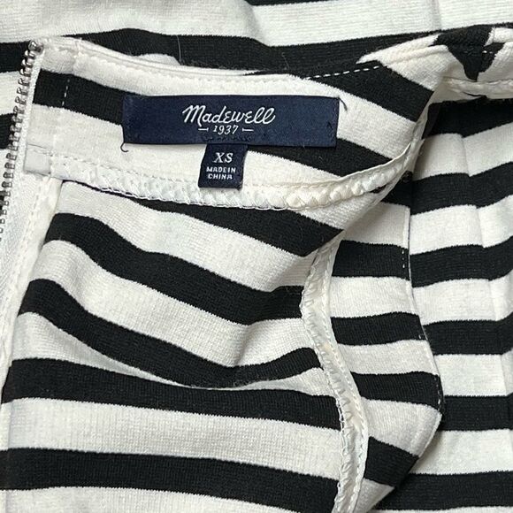 NWOT Madewell White Black Stripe Sleeveless Fitted Flare Dress ladies XS - Picture 5 of 7